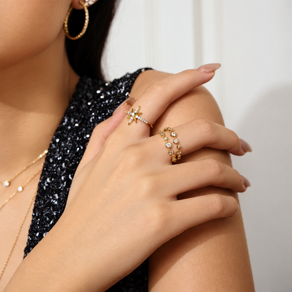 Gold on Silver Eight-Pointed North Star Ring | Ania Haie