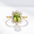 Peridot and Diamond 9ct Yellow Gold Ring | Size N