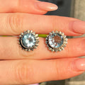 Blue Topaz Sterling Silver Sun Design Stud Earrings