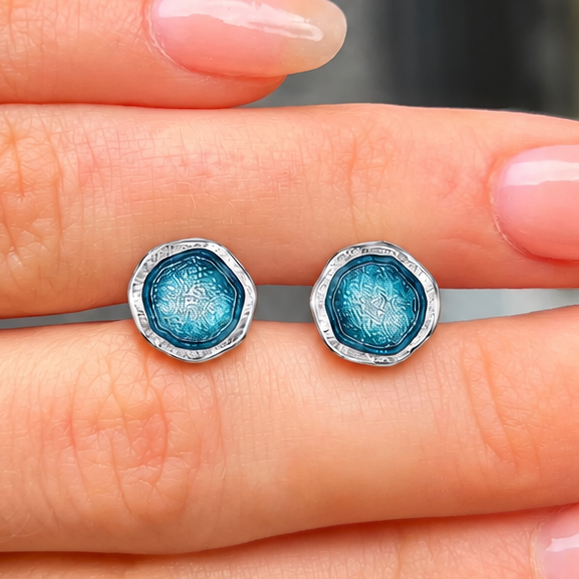 Pre-Order | Sterling Silver Petite Lunar Stud Earrings in Lichen Enamel | Sheila Fleet