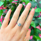 Emerald-Cut Aquamarine and Baguette-Cut Diamond 18ct White Gold Trilogy Ring | Size N