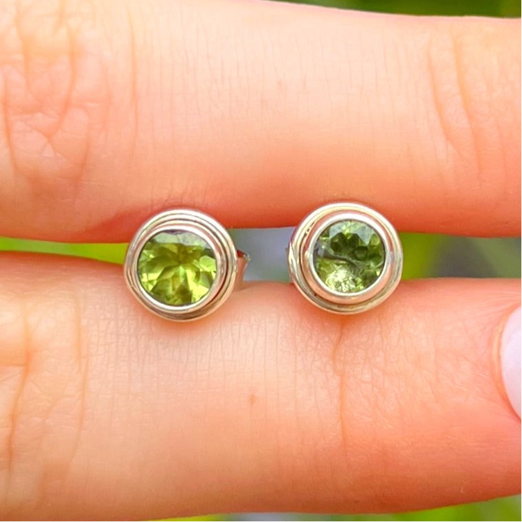 Simplistic Sterling Silver Peridot Stud Earrings