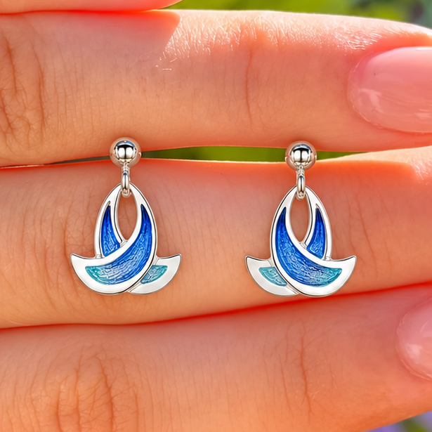 Sterling Silver Summer Splash Small Enamel Drop Earrings | Sheila Fleet | Pre-Order