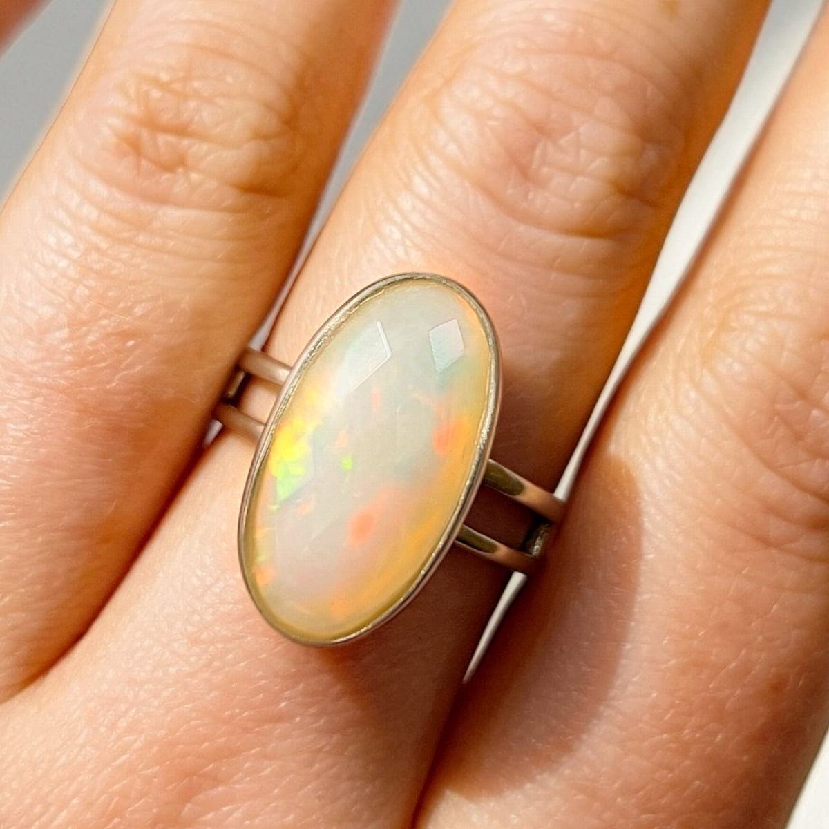 Natural Opal Sterling Silver Cocktail Ring | Size R ½