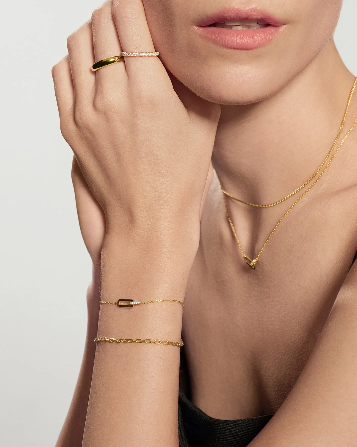 14ct Gold Plated Cubic Zirconia Glam Interlock Bracelet | Ania Haie