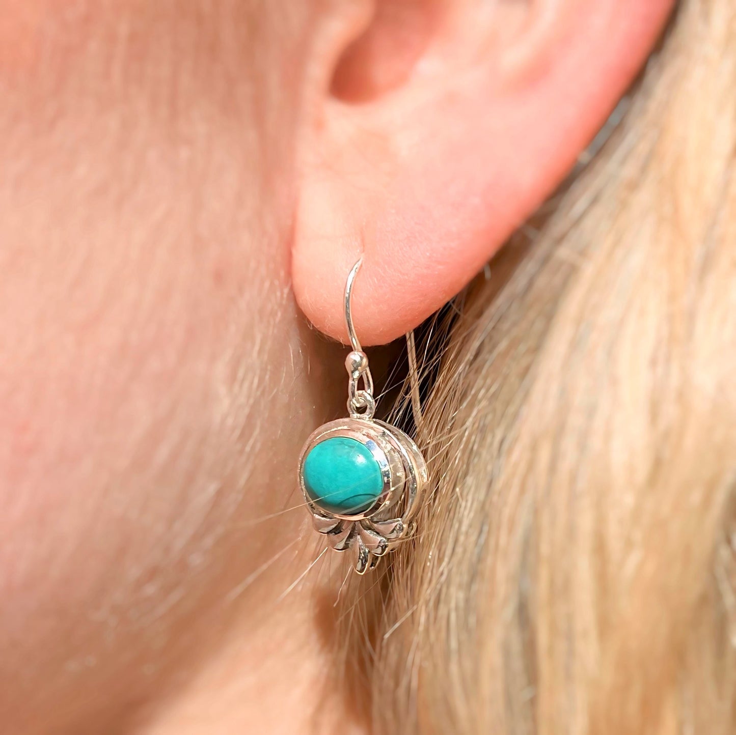 Sterling Silver Dainty Turquoise Drop Earrings