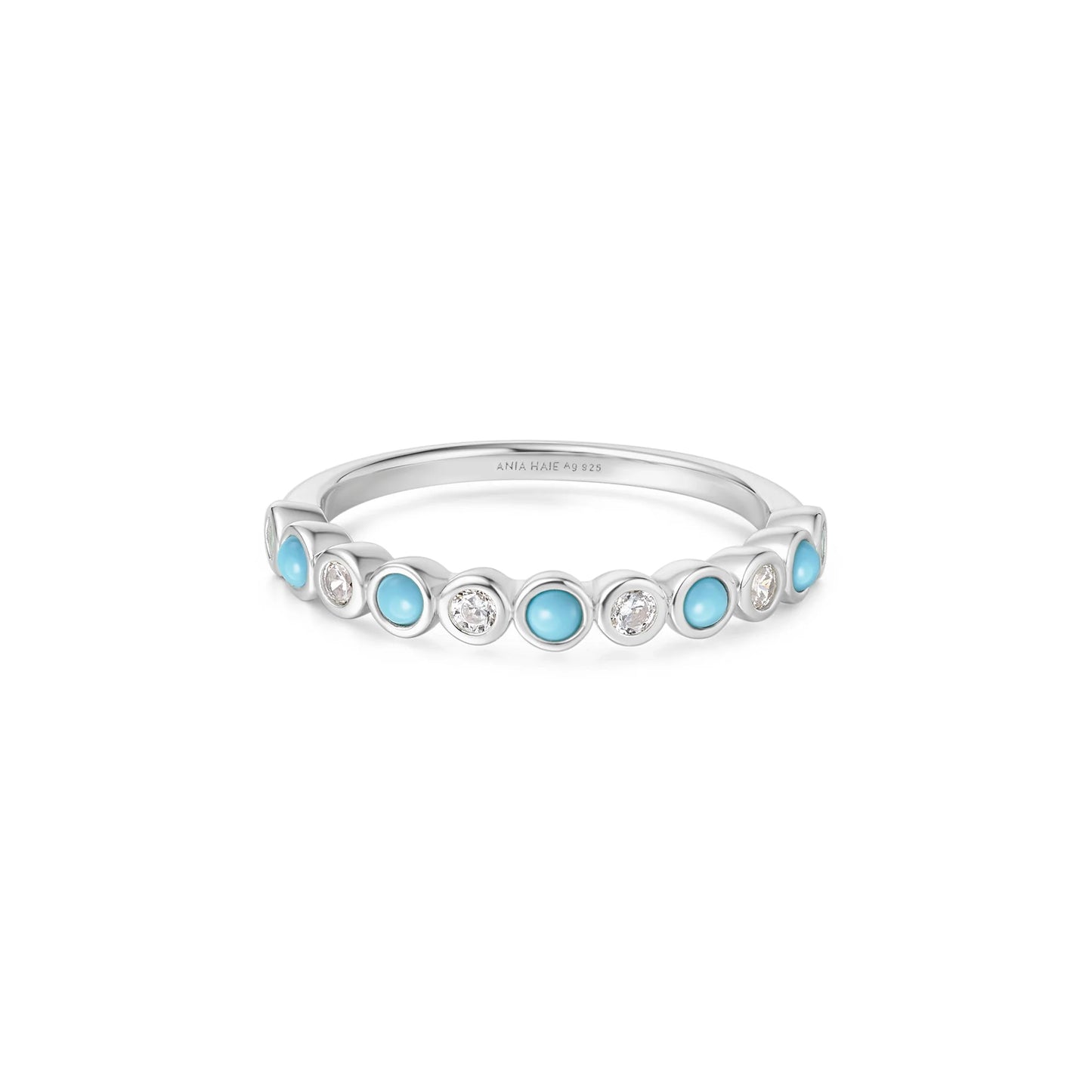 Ania Hae Silver Turquoise & Cubic Zirconia Ring - Size O