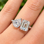 Cubic Zirconia Sterling Silver 'Toi et Moi' Ring | Size M