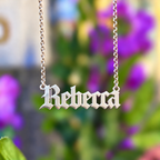 Personalised Sterling Silver Gothic Name Dropper Necklace | Made to Order