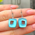 Blue Hollow Squares Drop Earrings | Watch This Space