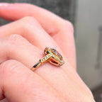 Garnet and Diamond Art Deco Inspired Octagonal 9ct Yellow Gold Ring | Size M ½