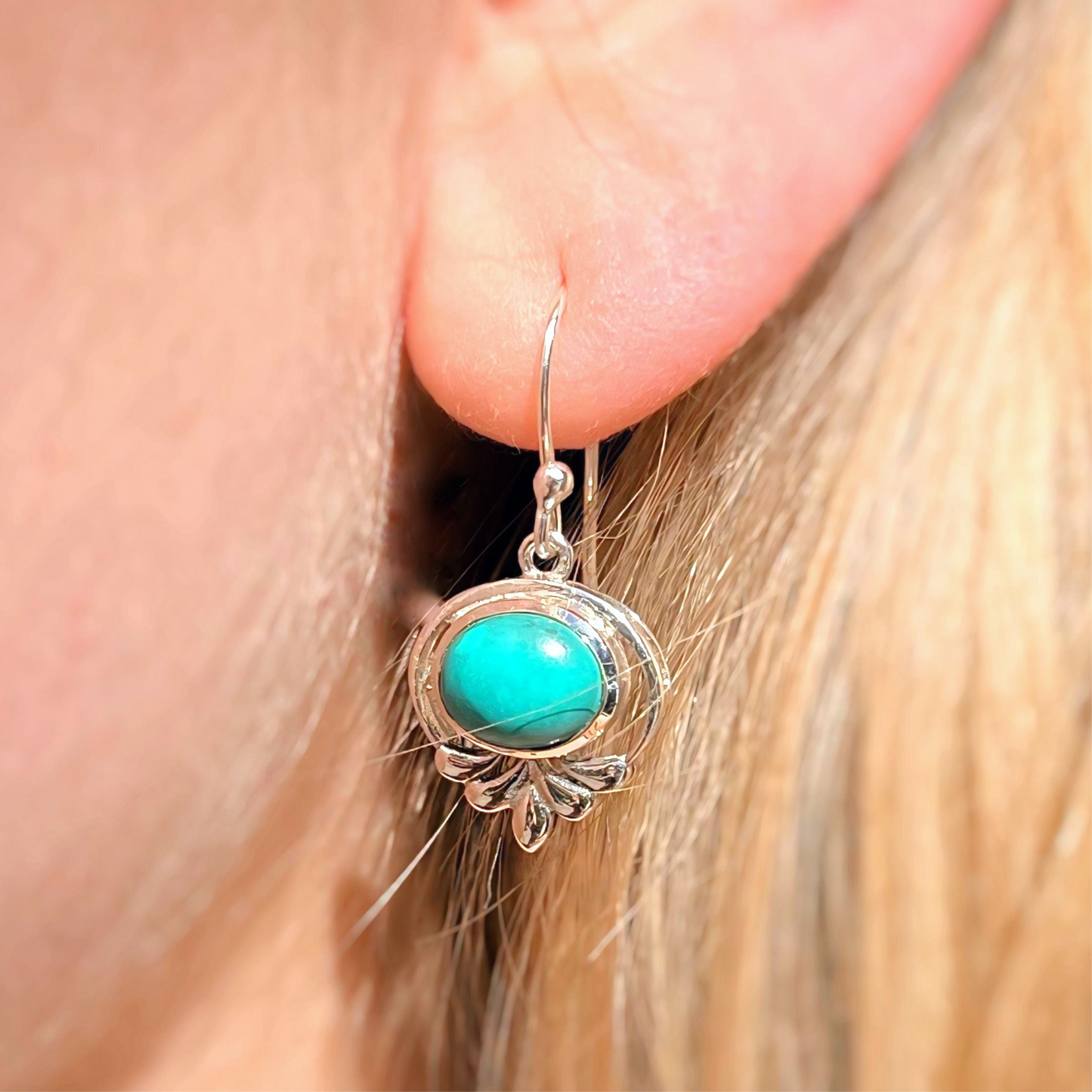 Sterling Silver Dainty Turquoise Drop Earrings