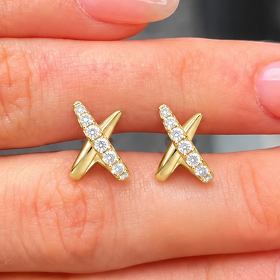 Gold Kiss Polished Pavé Stud Earrings | Ania Haie