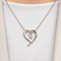 Cubic Zirconia Sterling Silver Swirling Heart Necklace
