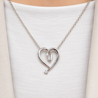 Cubic Zirconia Sterling Silver Swirling Heart Necklace
