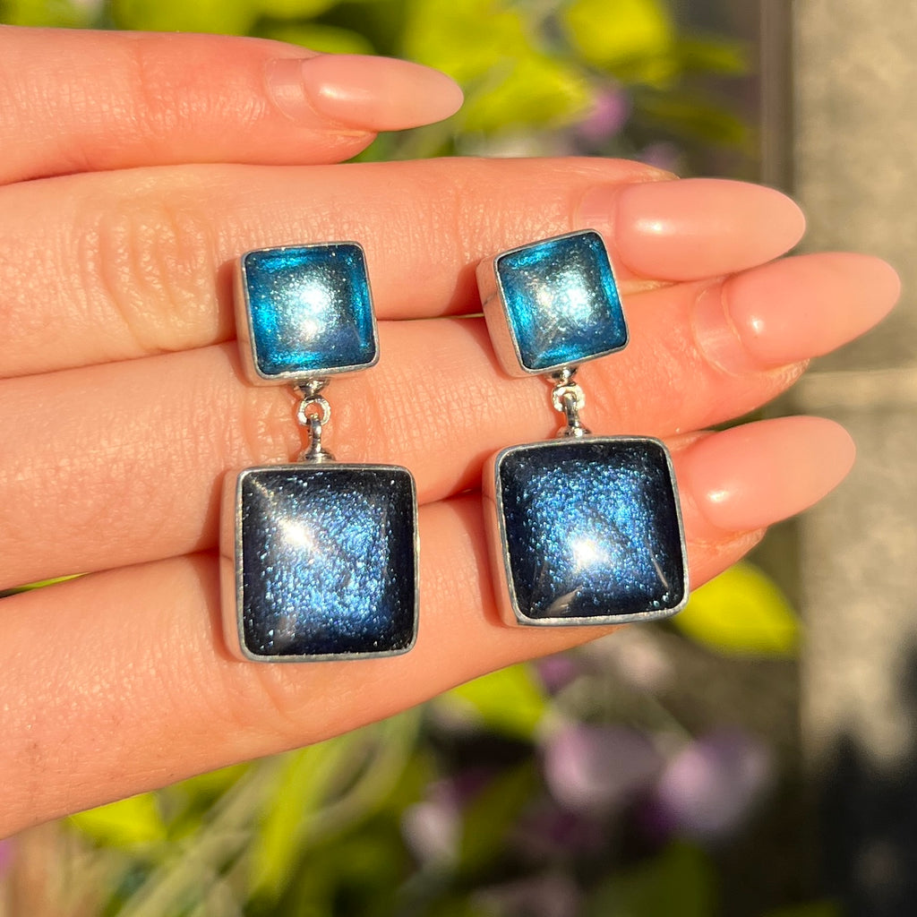 Blue Square Drop Earrings | Watch This Space