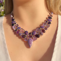 Amethyst, Mohave Turquoise and Charoite Sterling Silver Chunky Necklace