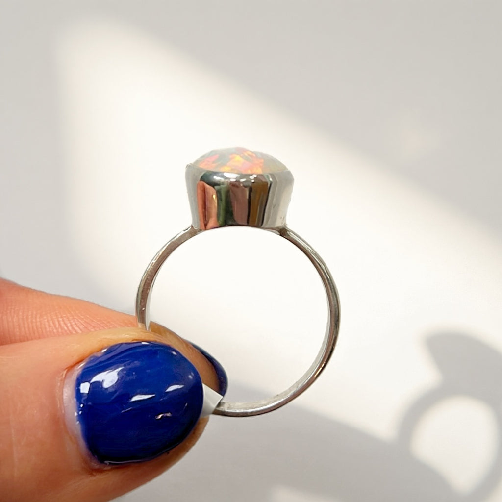 Natural Opal Sterling Silver Cocktail Ring | Size R ½