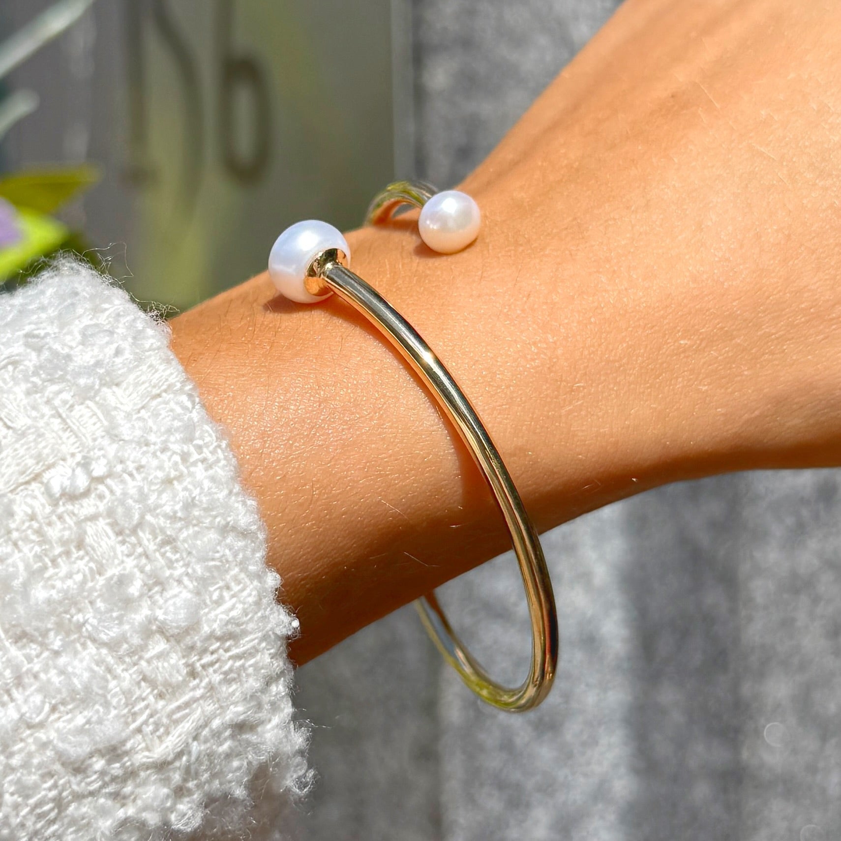 Freshwater Pearl 9ct Gold Plated Twist Bracelet