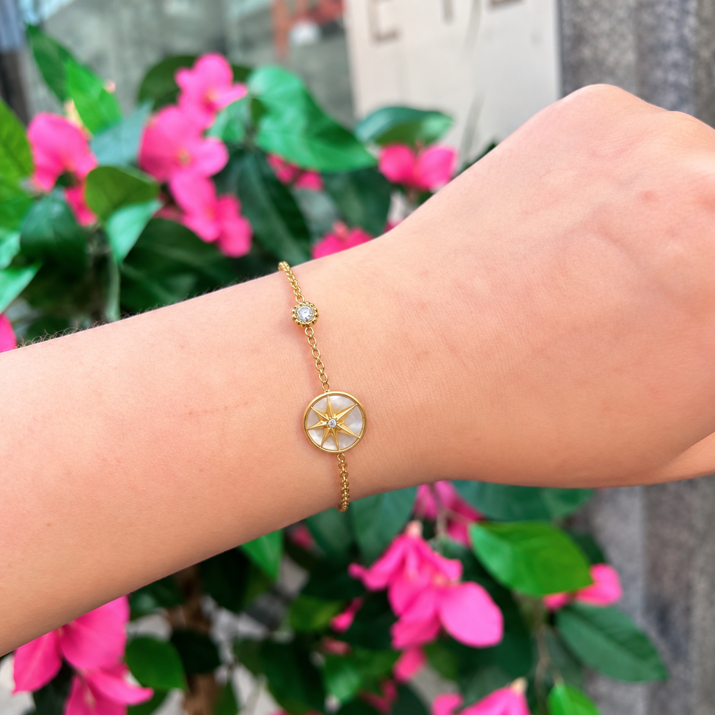 Mother of Pearl Star 14ct Gold Plated Bracelet | Ania Haie