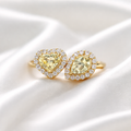 'The Lovers' Natural Yellow Diamond 18ct Yellow Gold Heart & Pear Cut Toi et Moi Ring | Size M ½