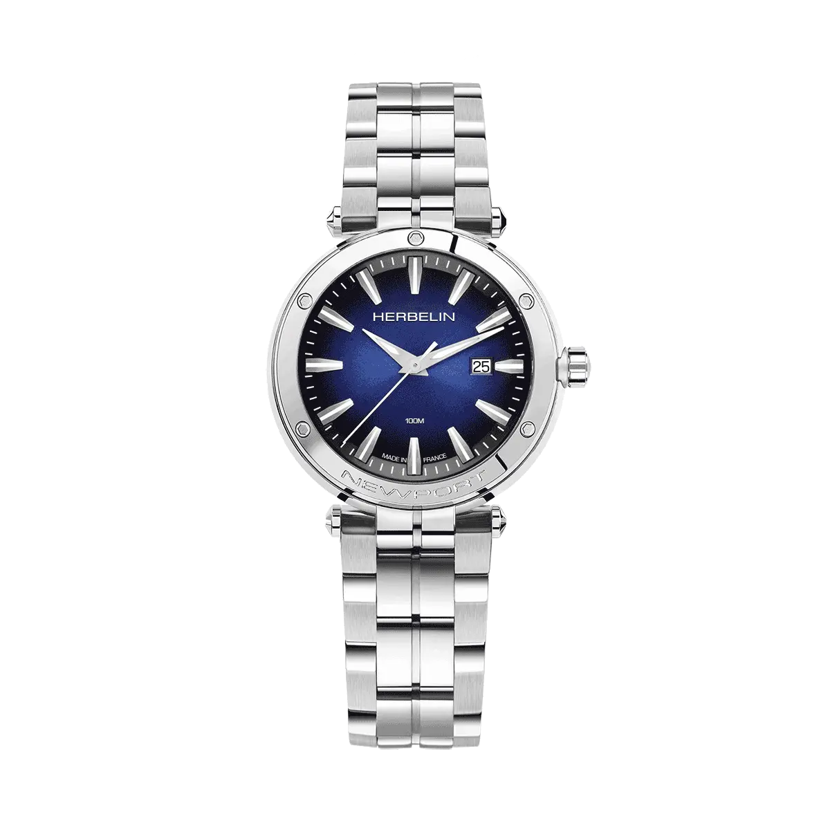Herbelin Luna Ladies Stainless Steel Guilloché White Dial Watch
