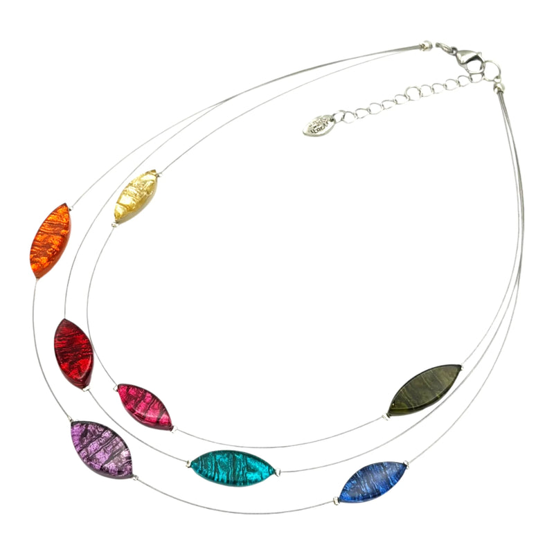 ‘Watch This Space’ Aztec Petal Shiny 3 Strand Necklace - Rainbow