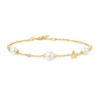 14ct Gold Plated Cubic Zirconia Shell Pearl and Star Station Bracelet | Ania Haie