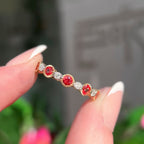 Rare Orange Sapphire and Diamond 9ct Yellow Gold Half Eternity Ring | Size O
