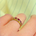 Antique Graduated Almandine Garnet 15ct Yellow Gold Five Stone Ring | Size J