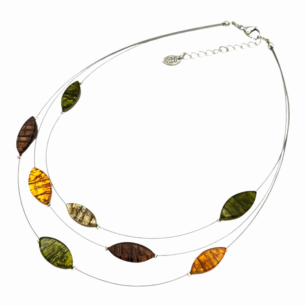 Pistachio Aztec Petal 3 Strand Necklace | Watch This Space