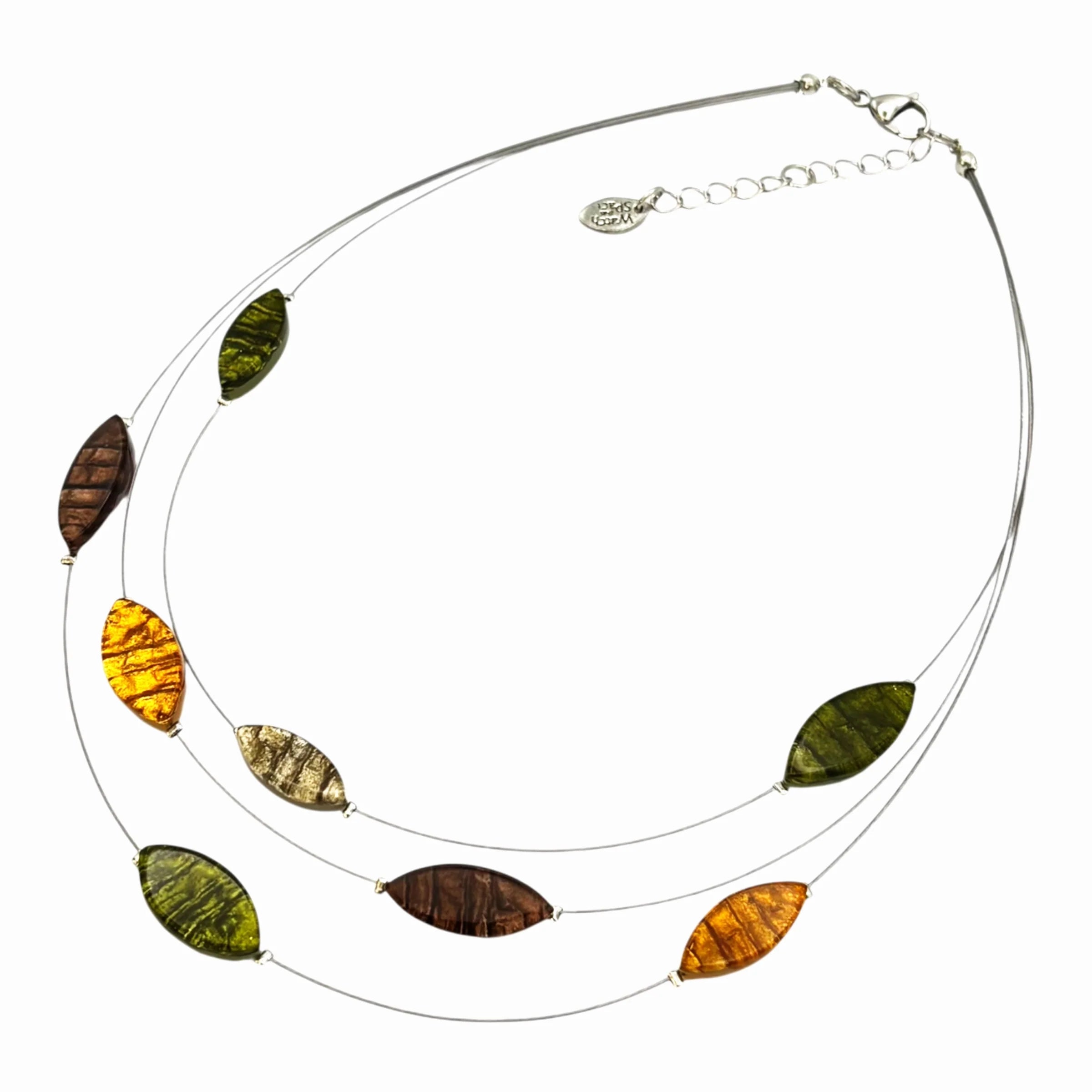 Pistachio Aztec Petal 3 Strand Necklace | Watch This Space