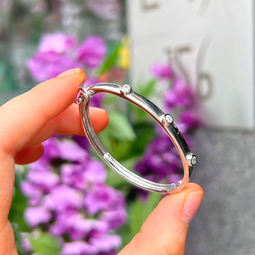 Sterling silver & cubic zirconia baby bangle