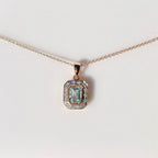 Aquamarine and Diamond Dainty Art Deco Inspired 9ct Yellow Gold Necklace