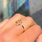 'The Belle' Citrine and Diamond 9ct Yellow Gold Pear Halo Ring | Size N