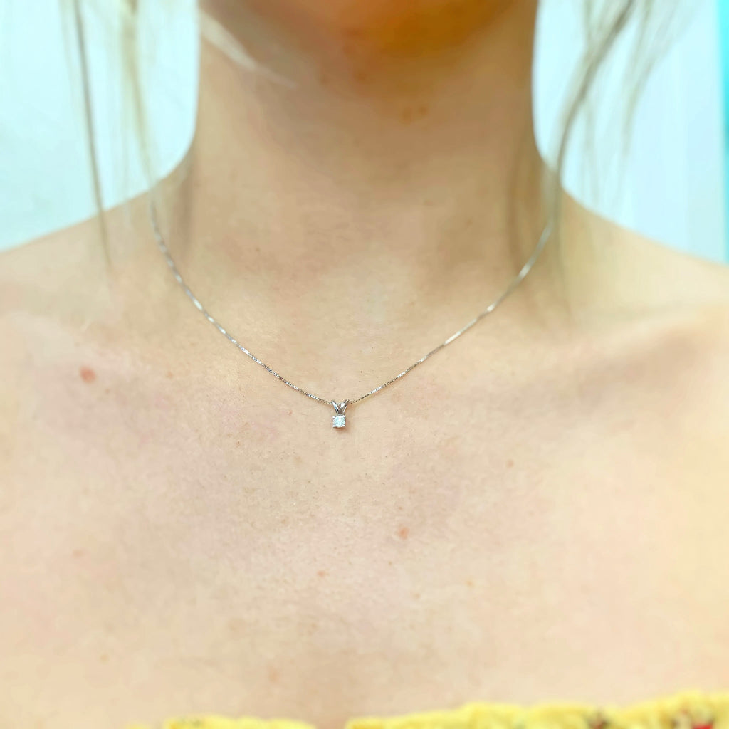 Diamond 9ct White Gold Dainty Necklace