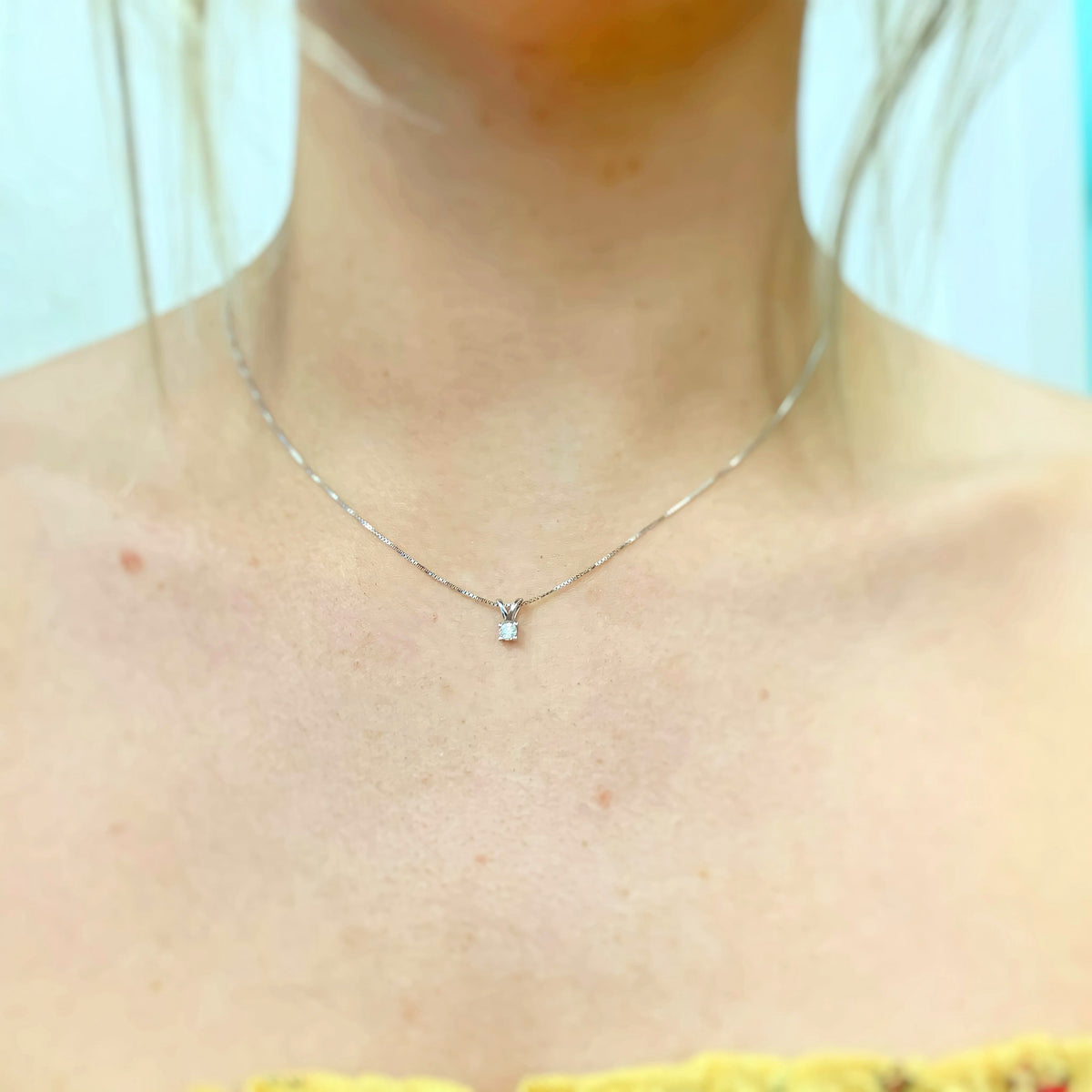 Diamond 9ct White Gold Dainty Necklace