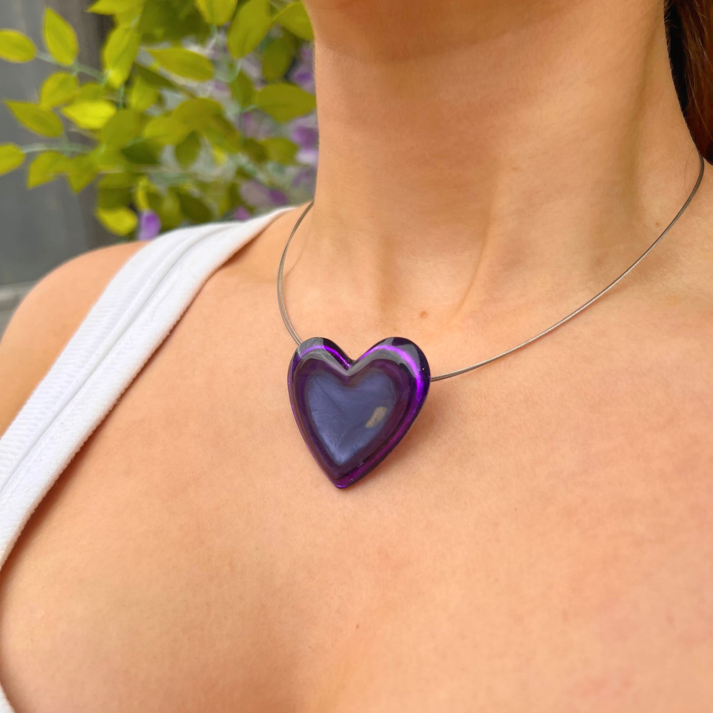 ‘Watch This Space’ Purple Love Heart Necklace