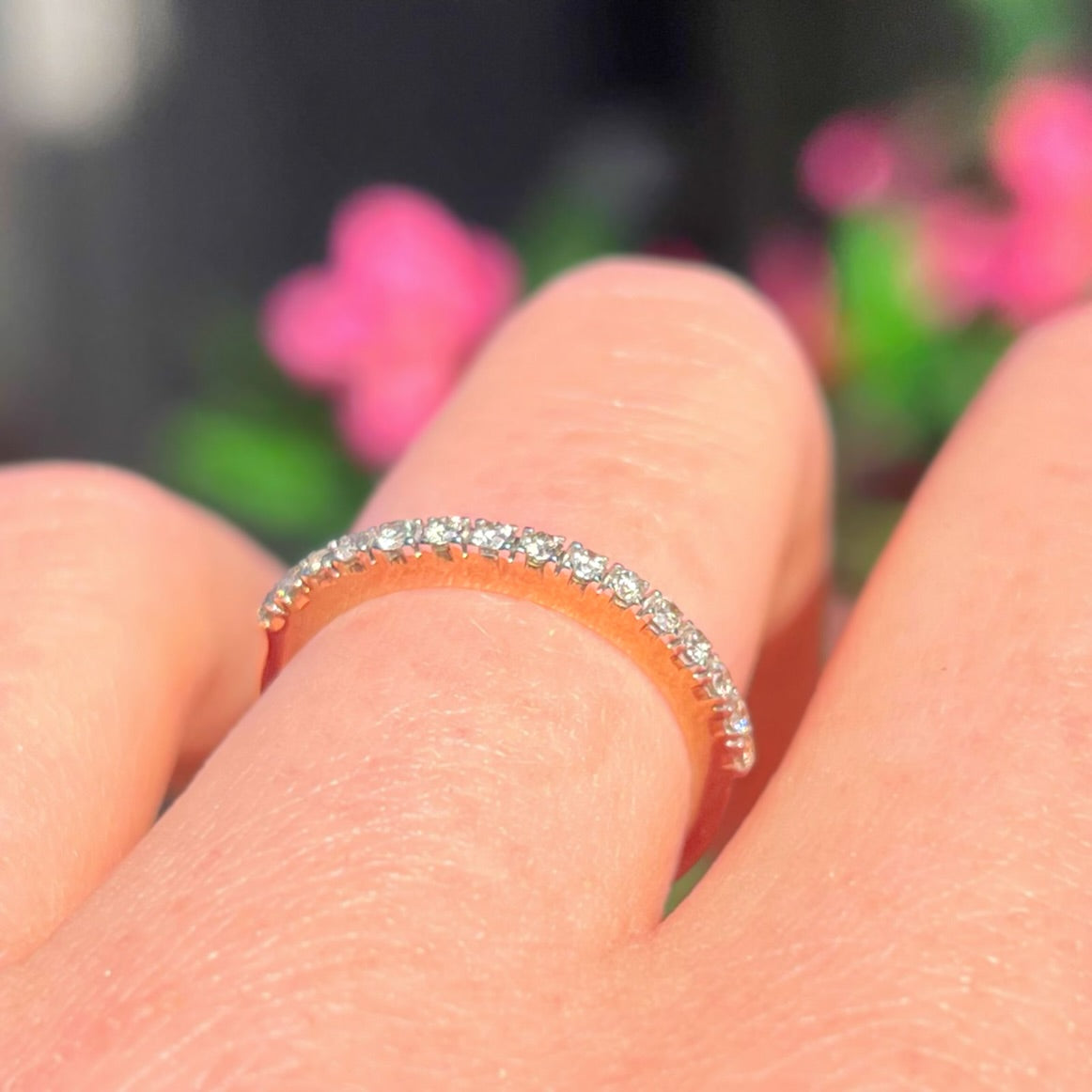 Modern 9ct Yellow Gold Half Eternity Diamond Band Ring - Size L ½
