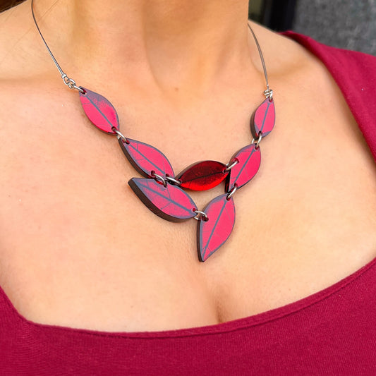 ‘Watch This Space’ Red Leaf Necklace
