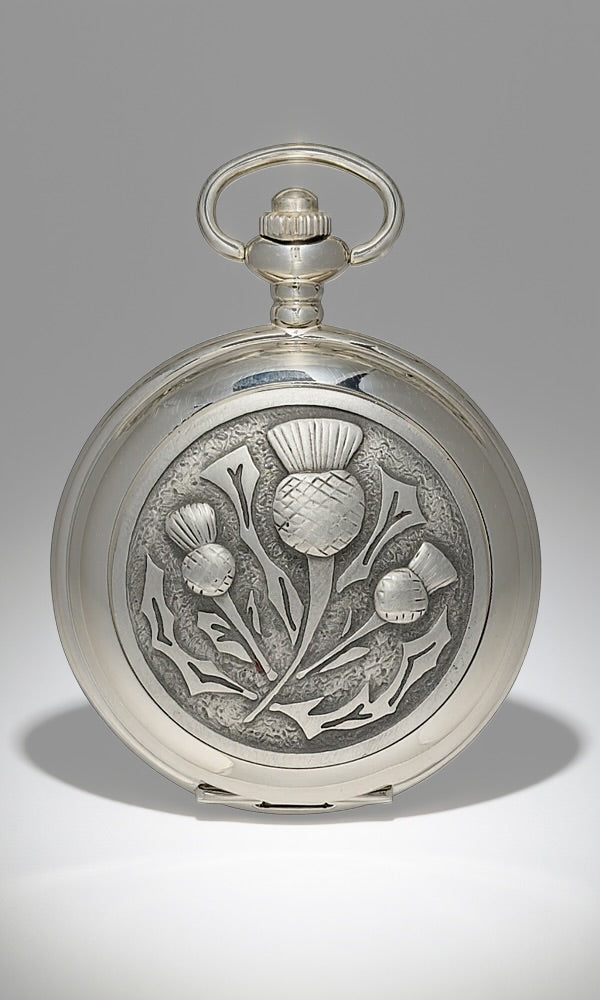 Matt Scottish Thistle Mechanical Pocket Watch