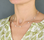 Pearl Sterling Silver Layering Dainty Station Necklace