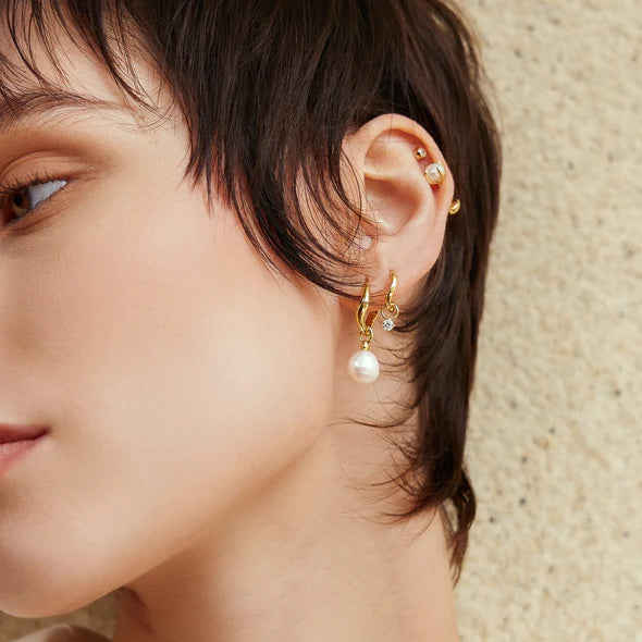 Pre-Order | Freshwater Pearl Gold Drop Hoops | Ania Haie