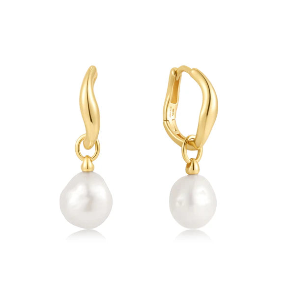 Pre-Order | Freshwater Pearl Gold Drop Hoops | Ania Haie