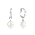 Freshwater Pearl Silver Drop Hoops | Ania Haie