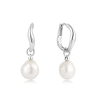 Freshwater Pearl Silver Drop Hoops | Ania Haie