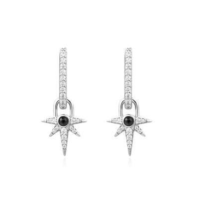 Onyx Sterling Silver Star Drop Huggies | Ania Haie