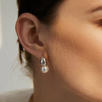 Pre-Order | Shell Pearl Silver Dome Hoop Earrings | Ania Haie