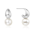 Pre-Order | Shell Pearl Silver Dome Hoop Earrings | Ania Haie