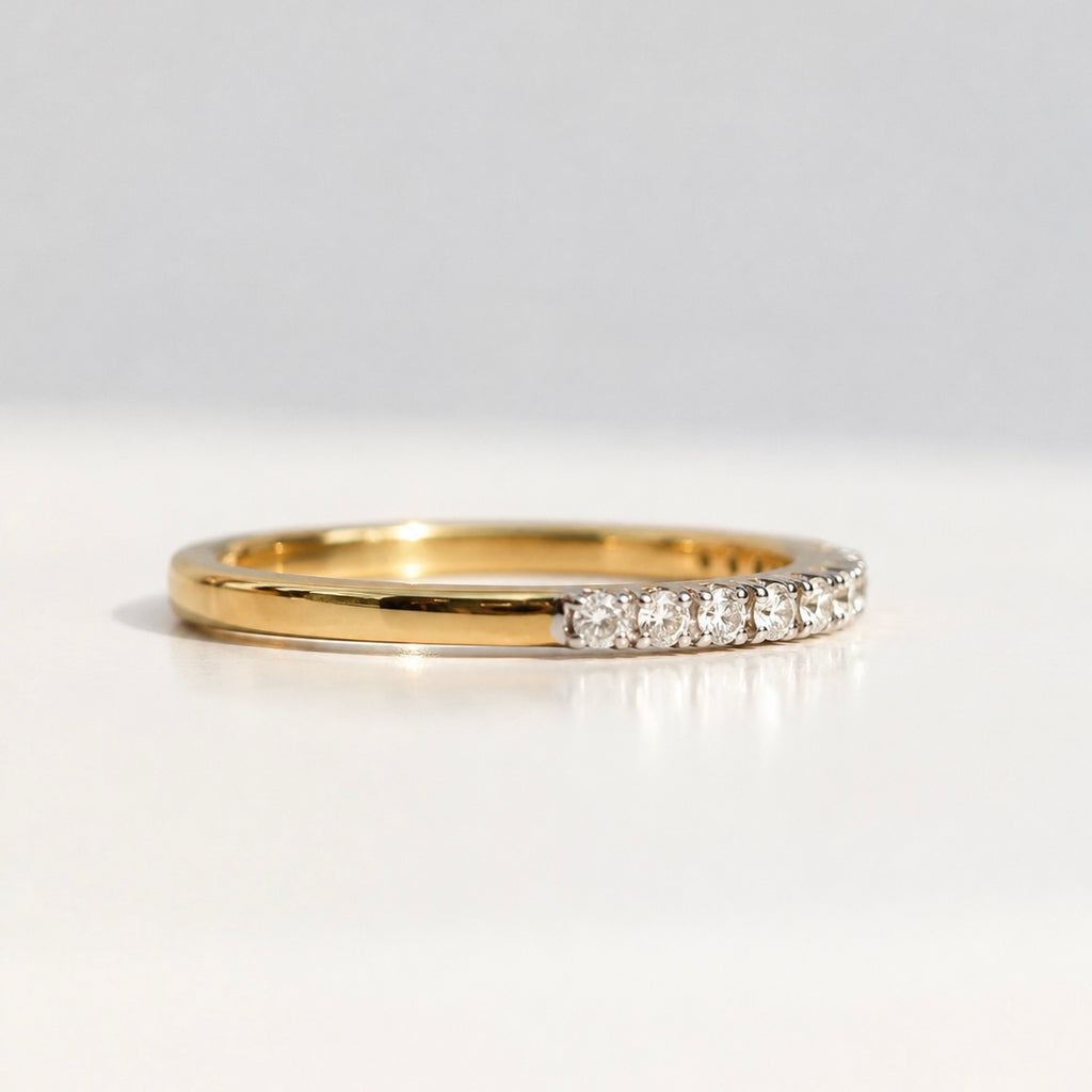 Modern Half Eternity Diamond 9ct Yellow Gold Band Ring | Size L ½